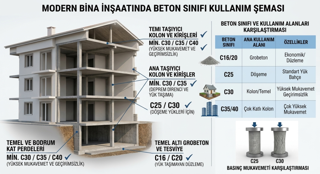 Binanın Hangi Bölümünde Hangi Beton Kullanılır